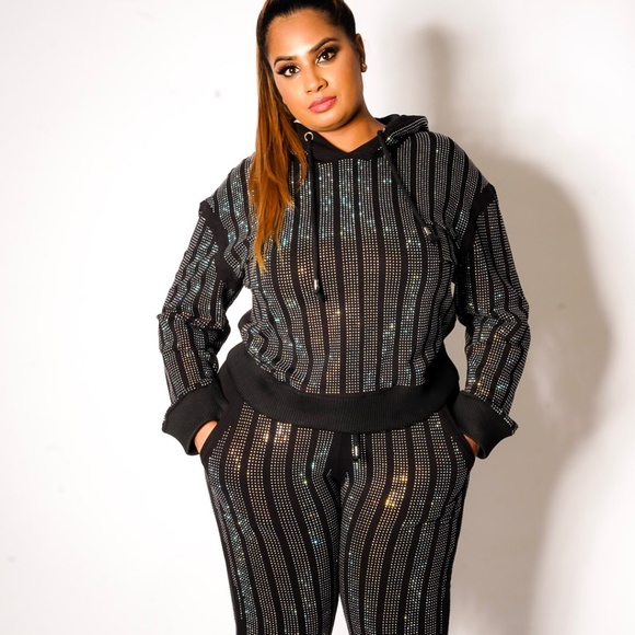 Pants - Rhinestone hooded jogger